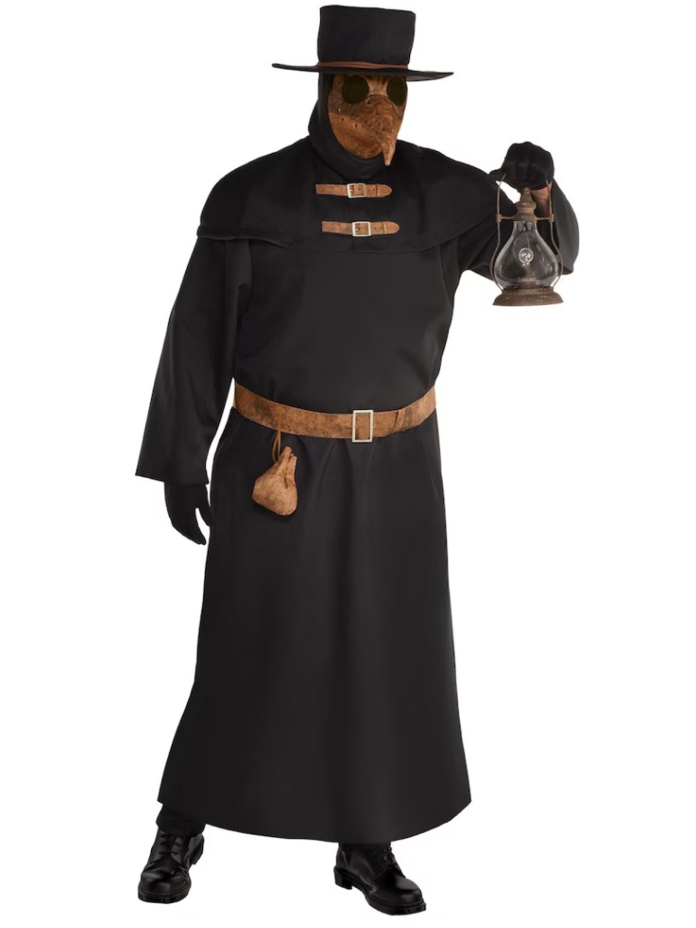 Plague Doctor Costume for Men - Black with Brown Accents Halloween XXL 48-52